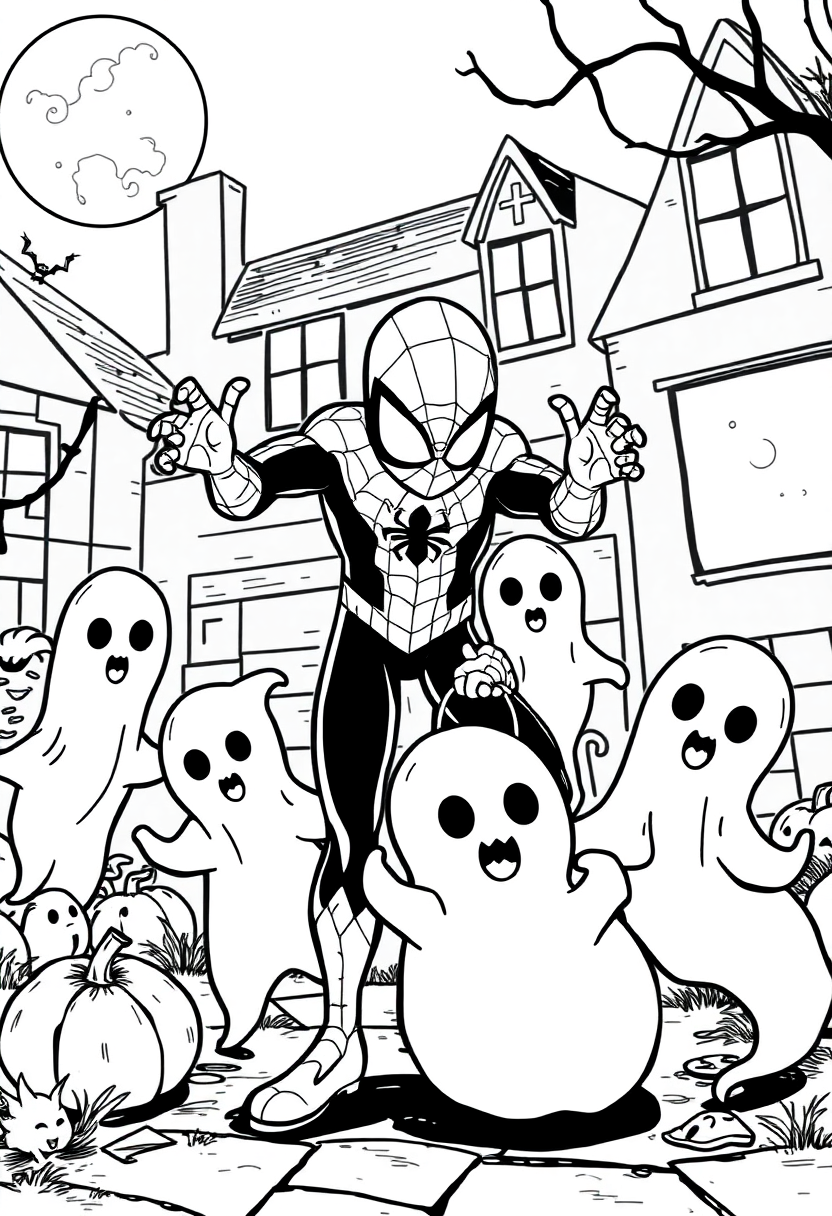 Spiderman Halloween coloring page